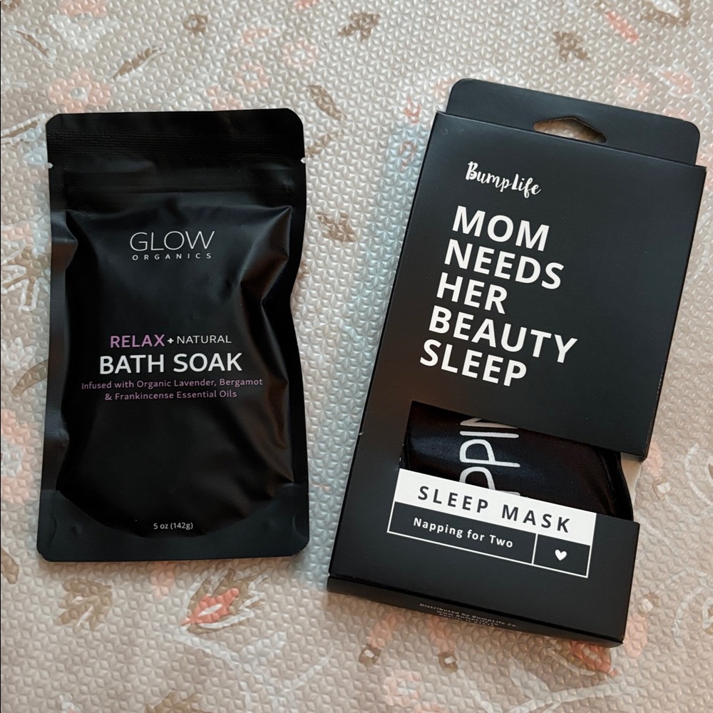 GLOW ORGANICS Bath Soak and Bump Life Sleep Mask Napping for Two NWT